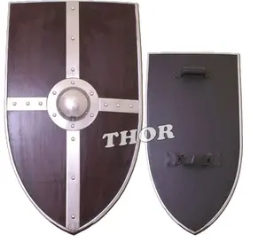 Medieval Armor Templar Shield Warrior Brown Wooden Viking Shield for Battle 30" Collectible Gift Item