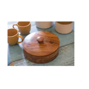 用于厨房的顶级木材roti盒印度木材装饰100% 天然抛光畅销产品