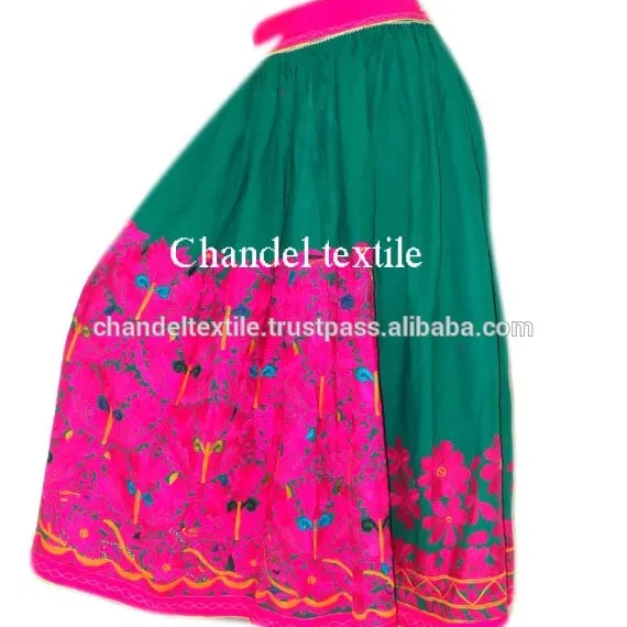 Falda bordada a mano para mujer, falda con diseño de Gujarat, loro, India, varios Gypsy, Kuchi, Tribal, BellyDance, Ats, Banjara