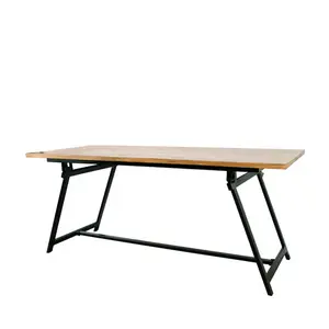 Tavolo da pranzo con struttura in metallo pieghevole in legno massello mobili in stile industriale europeo