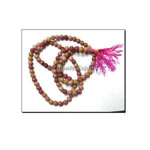Cuentas facetadas de rodonita, Jap Mala - Product Image 1