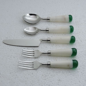 Poignée en pierre de marbre et acier inoxydable avec placage argenté, nouveau design artisanal pour ustensiles de cuisine - Product Image 2