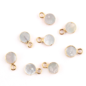 Xlusion-Conectores de latón chapado en oro para joyería, conectores colgantes de forma redonda, nácar natural - Product Image 2