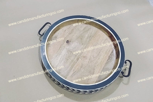 Bandeja de servicio con incrustaciones de hueso de resina de calidad superior, bandeja decorativa de granja de forma cuadrada para desayuno, cena, sala de estar - Product Image 5