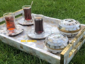 Ramadan Eid nacre bois artisanat plateau Bakhoor brûleur décor à la maison sous-verres boîte de rangement encens Oud brûleur plats et assiettes - Product Image 3