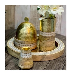 Bandeja de madera con incrustación de perla para el Ramadán, cuenco con tapa, quemador de Oud, incrustación de hueso, musulmán, Dubái, regalo árabe - Product Image 3