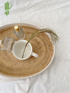 Plateau de service pour aliments et boissons, en rotin, grand panier - Product Image 3