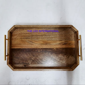Bandeja de servicio con acabado dorado de forma redonda de Metal de aluminio, bandeja decorativa de la más alta calidad hecha a mano de estilo elegante - Product Image 2