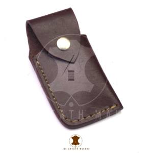 Funda de cuero OEM hecha a mano de grano rico a precio barato para cuchillos de hoja plegable - Product Image 1