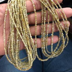 Perles naturelles en diamant jaune pour femmes, percées, diamètre de 2 — 3mm, longueur de 18 pouces, vente en gros, livraison gratuite - Product Image 3