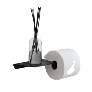 ที่วางแบบม้วนติดผนังทันสมัยทำจากโลหะสีดำเงาเหมาะสำหรับใช้ในโรงแรมและร้านอาหาร - Product Image 1