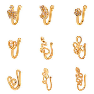 Anillo de Nariz con Incrustaciones de Latón y Circonita en Forma de Estrella y Corona, Joyería de Moda - Product Image 5