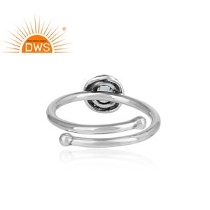 ขายส่งเครื่องประดับแหวนเงิน925ผู้ผลิตเครื่องประดับพลอยบุษราคัมสีฟ้าสดใสปรับออกซิไดซ์แหวน - Product Image 4