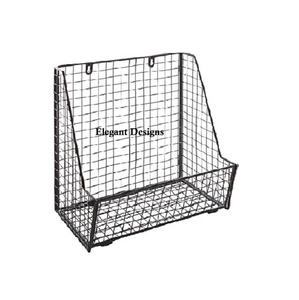 Panier mural vintage fait à la main en fer unique de forme haute pour le rangement de la cuisine Prix compétitif Usage domestique Couleur noire - Product Image 3