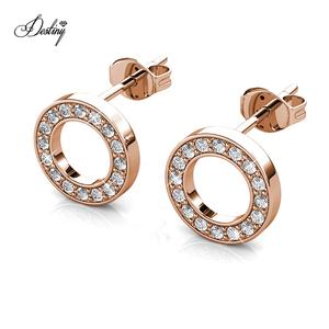 Orecchini minimalisti a forma di cerchio scintillante impreziositi da cristalli <span class=keywords><strong>Swarovski</strong></span> in argento Sterling 925 dasini <span class=keywords><strong>gioielli</strong></span> <span class=keywords><strong>donna</strong></span> - Product Image 3