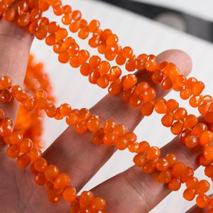 Perles en pierre de cornaline orange naturelle AAA de 5 mm et 6 mm, facettées, en forme de goutte, briolette, perles en vrac, brins, cordes pour la fabrication de bijoux, collier, bricolage - Product Image 1