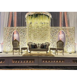 Panneau de fond de mariage de thème moderne, noir, blanc, pour scène de mariage Royal, nouveau Design - Product Image 1