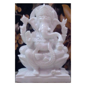 Estatua de Ganesha de mármol blanco puro antiguo - Product Image 1