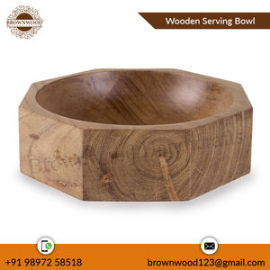 Bol de service en bois de manguier écologique Bol en bois de forme hexagonale du fournisseur indien pour la cuisine Table à manger Utilisation de stockage des aliments - Product Image 2