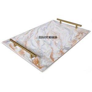 Plato para servir de mármol de diseño atractivo de la mejor calidad, bandeja para servir elegante hecha a mano, plato para servir de mármol elegante de primera calidad - Product Image 1