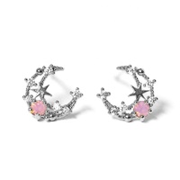 Milskye New Arrival Classic Runde Pink Gem Moon Nieten für Frauen Sweet Flower Circle Schmuck