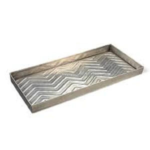 Plateau à chaussures rectangulaire moderne en fer galvanisé indien fait main, magnifiquement conçu, durable et compatible lave-vaisselle - Product Image 1