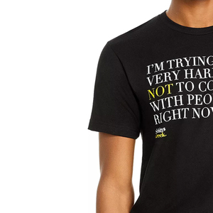 T-shirt noir en coton pur, col rond, style décontracté, impression sérigraphique, sur mesure OEM, pour garçons/hommes, selon les exigences du client. - Product Image 3