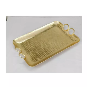 Plateau de service moderne pour ustensiles de cuisine, décor de plat de service pour la maison d'hôtel couleur or plateau de service carré en métal de conception moderne - Product Image 6