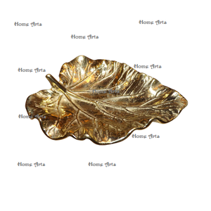จานเสิร์ฟใบไม้ทองเหลืองสีทองดีไซน์น่าดึงดูดจานเสิร์ฟขนมหวานสำหรับใช้ในบ้านโรงแรมและร้านอาหาร - Product Image 5