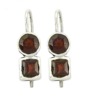 Top Quality <b>Silver</b> Garnet Gemstone Earrings, 925 Sterling <b>Silver</b> Jewelry - Product Image 1