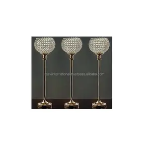 Bougeoir de pilier de boule de cristal plaqué or fait à la main pots de bougie et lanternes en métal pour la décoration de la maison et les célébrations de Pâques - Product Image 1