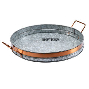 Plateau de service personnalisé, avec couleur cuivre, forme ronde décorative, plat de service écologique, plateau de service Vintage galvanisé, 10 pièces - Product Image 1