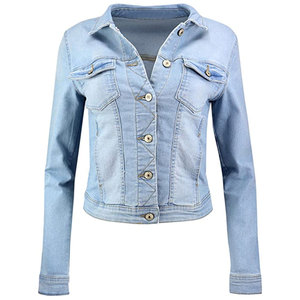 ผู้หญิงคลาสสิกCasual Jean Jeanแจ็คเก็ตแขนยาวหลวมกางเกงยีนส์เสื้อมอเตอร์ไซค์สำหรับผู้ใหญ่ - Product Image 2