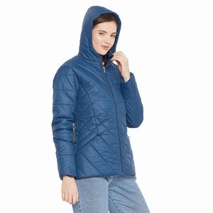Chaqueta acolchada de nailon para mujer de moda de invierno 2025 con capucha con cremallera, manga larga, transpirable, decorada con botones, relleno de algodón - Product Image 2
