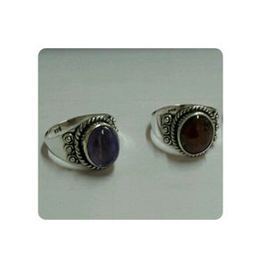 Anillo de piedras preciosas de Plata de Ley 925 con ajuste de bisel Chapado en plata de estilo clásico rubí precio al por mayor para boda - Product Image 1