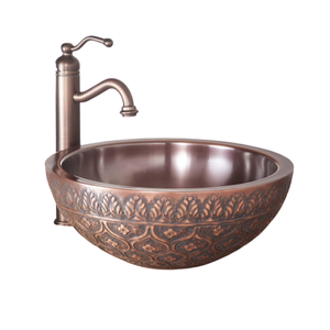 Fregadero de lavabo de diseño admirable Fregadero de utensilios de lavado de forma redonda de cobre hecho a mano para uso en baño y cocina - Product Image 3