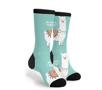 Chaussettes d'hiver pour femmes, imprimées d'animaux mignons, en spandex, écologiques, antibactériennes, séchage rapide, longueur genou, fabriquées au Bangladesh