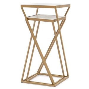 Meubles de luxe design avec dessus en marbre blanc naturel table d'appoint moderne lot de 2, table basse gigogne et table à thé - Product Image 3