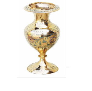 Floreros de latón de alta calidad con hermoso acabado dorado, maceta de Metal anhelada a mano india con grabado para decoración del hogar - Product Image 1