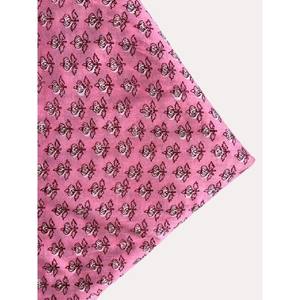 Watermelon Pink Current Red Print Lightweight Cotton Polyester Fabric Indian Handblock Design by Yard Bags Covers Boy-Friendly - Product Image 4