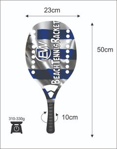 Raquettes de beach tennis avec face en fibre de carbone de 20 mm, poignée en fibre de carbone, filet en fibre de verre, poids 310-330 g, longueur 50 cm - Product Image 1