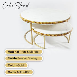 Ensemble de deux supports à gâteau dorés de haute qualité avec marbre de style Ins moderne conçu sur mesure Outil à gâteau le plus important fabriqué par l'entreprise - Product Image 3