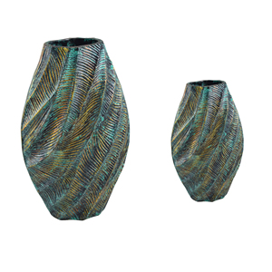 Florero de diseño temático antiguo, juego de dos floreros con calidad estándar, diseño de acabado de varios colores, jarrón decorativo para interiores - Product Image 1