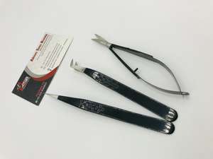 Pince à épiler d'extension de cils à poignée à point noir Volume classique en acier inoxydable durable en fibre inoxydable cils optimaux pointus - Product Image 3