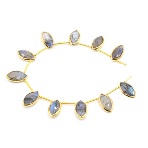 ลูกปัด11เม็ดสำหรับเจาะด้านบนเคลือบทองตัวเรือนสีเงิน - Product Image 1