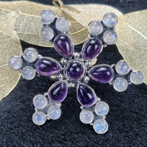 <b>Moonstone</b> & Amethyst Designer Gemstone 925 Sterling Solid Silver Ring Statement <b>Jewelry</b> - Product Image 2