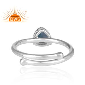 Bague en pierre précieuse pour femme, bijoux en topaze bleue, dispositif de joaillerie attrayant, nouvelle collection - Product Image 4