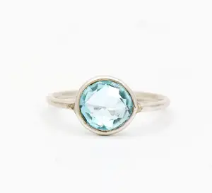 New Arrival Blue Topaz Gemstone 925 Solid Sterling Silver Handmade Ring Jewelry For Wholesale