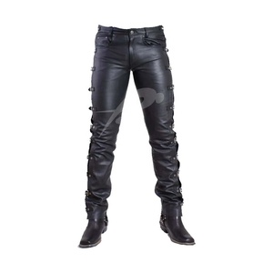 Pantalon de moto pour homme PIHA SPORTS, en cuir véritable noir, imperméable, coupe-vent, pour course et tourisme, écologique, véritable cuir de motard - Product Image 4