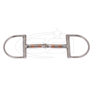 Mors à bride en D de haute qualité en acier inoxydable et rouleaux en cuivre, confortable pour la bouche du cheval, bleu - Product Image 2